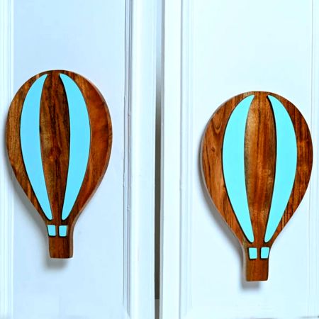 Handcrafted Acacia Wood Hot Air Handle Pair